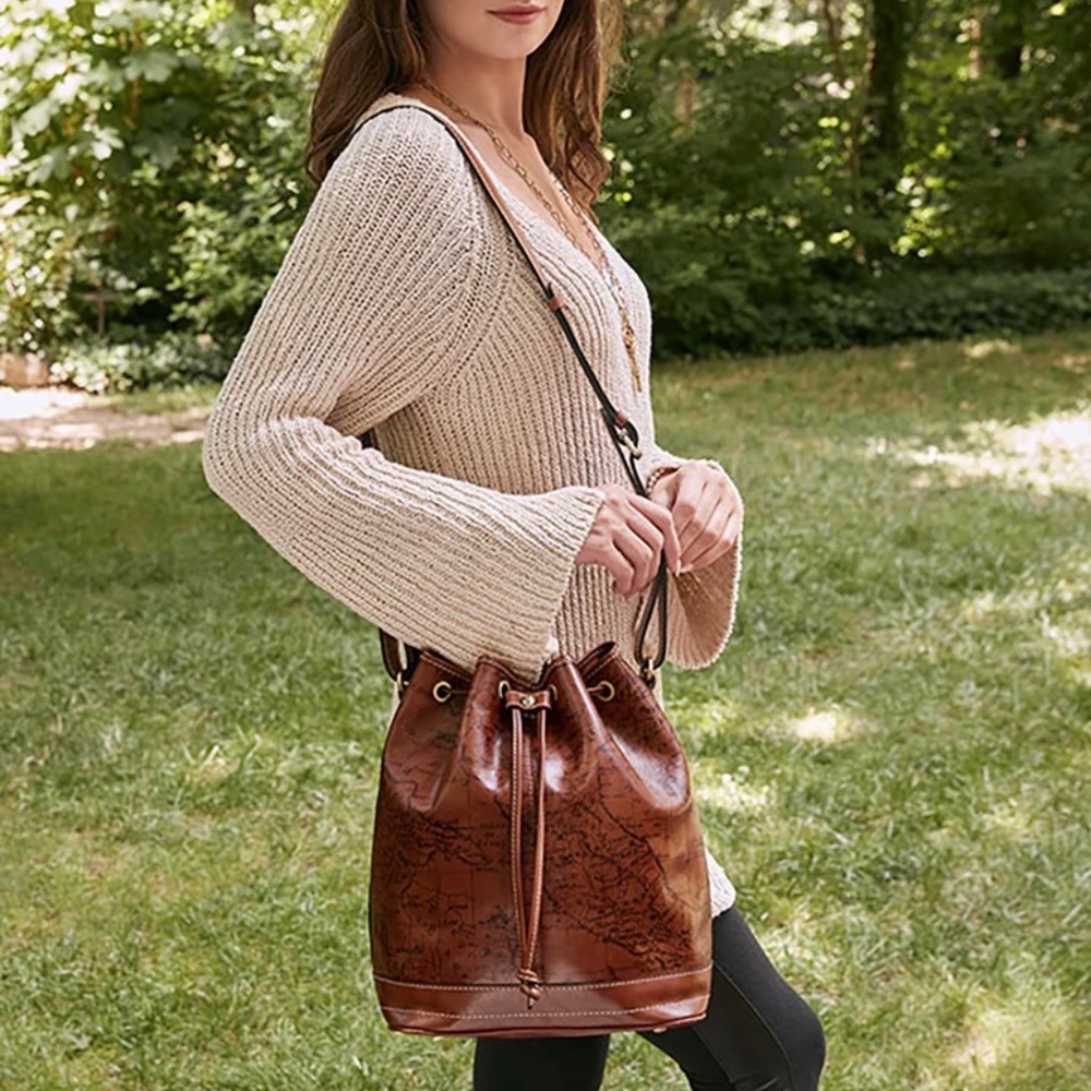 NWOT Patricia Nash Wilmslow Drawstring Bag Signature Map